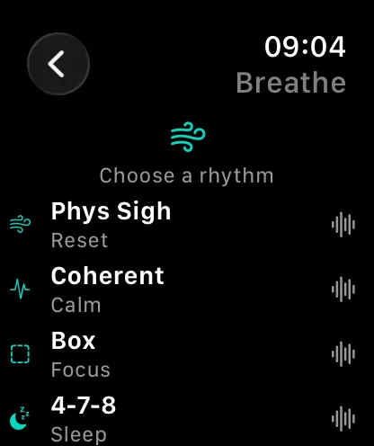 Watch: choose a breathing rhythm.