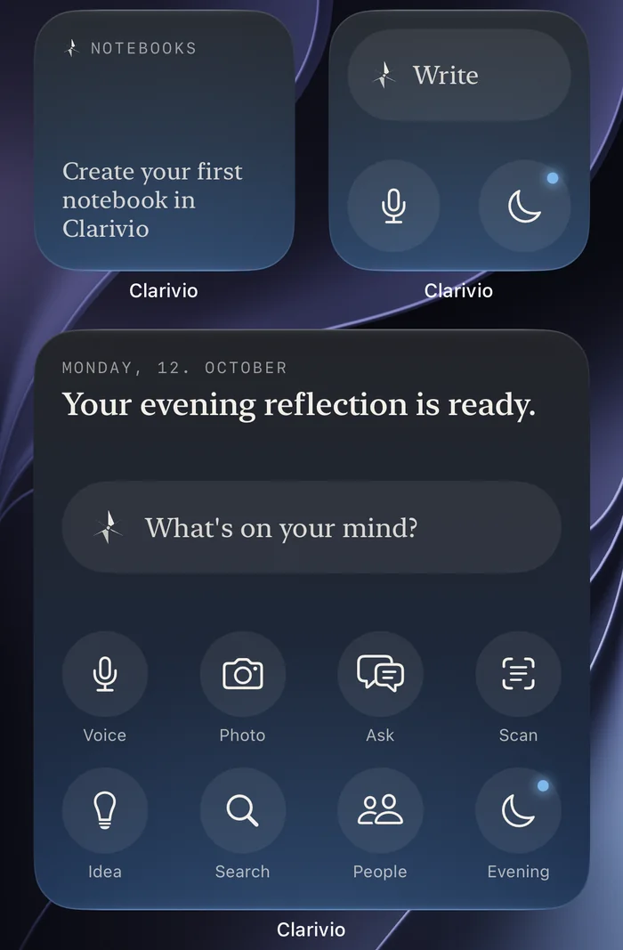 Start in small and large on a dark Home Screen, beside Notebook Shortcuts.